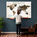 Personalized Push Pin World Map Canvas Print – Custom Framed