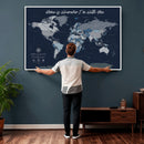 Framed Personalized World Map Custom Travel Memory Gift