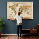 Personalized World Map Canvas Print – Custom Push Pin Framed by MyGreatCanvas | Canvas Wall Art Prints | Photo Prints & Wall Decor