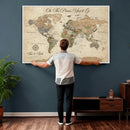 Custom Push Pin World Map Print – Personalized Canvas Wall