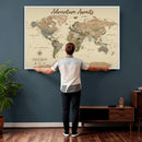 Custom Push Pin World Map Print – Personalized Canvas Wall