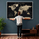 Framed Custom World Map Canvas Print – Custom Push Pin