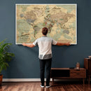 Personalized World Map Canvas – Custom Framed Push Pin