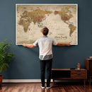 Personalized World Map Canvas Print – Framed Push Pin Travel