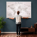 Personalized Vintage World Map Canvas Print – Custom Push