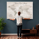 Personalized World Map Canvas Print – Custom Push Pin Travel