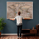 Custom Push Pin World Map Wall Art Canvas Print –