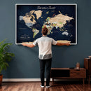 Personalized Antique World Map Canvas Print – Custom Push