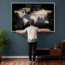 Personalize World Map Push Pin Wall Canvas Print –