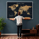 Personalized Family Travel Map Canvas – Custom Framed Push