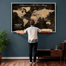 Personalized Family Adventure World Map – Custom Framed Push by MyGreatCanvas | Canvas Wall Art Prints | Photo Prints & Wall Decor