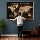 Personalized Push Pin World Map Canvas Print – Custom Framed