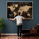 Personalized Push Pin World Map Canvas Print – Custom Framed