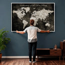 Personalized Push Pin World Map Canvas – Custom Framed