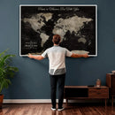Personalized Push Pin World Map Canvas – Custom Framed