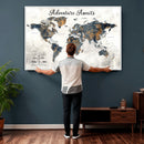 Custom Push Pin World Map Wall Art Canvas Print –