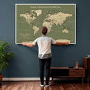 Personalized Push Pin World Map Canvas – Custom Framed
