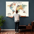 Custom Push Pin World Map Wall Art Canvas Print –