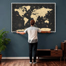 Personalized World Map Wall Art Canvas Print – Custom Push