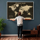 Custom Push Pin World Map Wall Art Canvas Print –