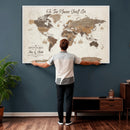 Personalized World Map Wall Art Canvas Print – Custom Push