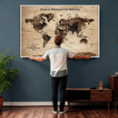 Personalized Framed World Map Wall Art Canvas Print – Custom
