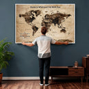 Personalized Framed World Map Wall Art Canvas Print – Custom