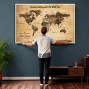 Large World Map Canvas Wall Art – Custom Framed Push Pin