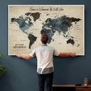 Personalize World Map Canvas Wall Art – Custom Framed Push