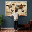 Personalized World Map Canvas Wall Art – Custom Framed Push