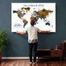 Personalize World Map Canvas Wall Art – Framed Custom Push