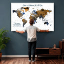 Personalize World Map Canvas Wall Art – Framed Custom Push