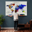Detailed Custom World Map Print – Framed Custom Push Pin
