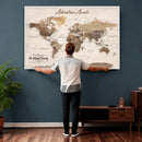 Framed Push Pin World Map Canvas Print – Custom Framed