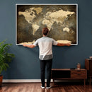 Large Framed Vintage World Map Wall Art Print for Home Wall by MyGreatCanvas | Canvas Wall Art Prints | Photo Prints & Wall Decor
