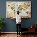 Personalized World Map Canvas Print – Colorful Watercolor