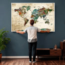World Map Canvas Print – Framed Detailed Map of the World