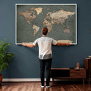 Rustic Black and Wood World Map Canvas Wall Art – Framed by MyGreatCanvas | Canvas Wall Art Prints | Photo Prints & Wall Decor