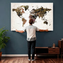 Watercolor World Map Print - Large Wall Art Canvas Print for