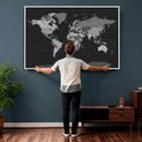 Black World Map Wall Art Canvas Print – Detailed Map of the by MyGreatCanvas | Canvas Wall Art Prints | Photo Prints & Wall Decor