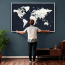 Black World Map Wall Art Canvas Print for Home Office and by MyGreatCanvas | Canvas Wall Art Prints | Photo Prints & Wall Decor