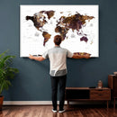 Rustic World Map Wall Art Canvas Print | Large World Map on