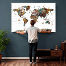 Watercolor World Map Canvas Print – Detailed Map of the