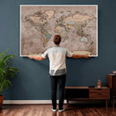 Grunge World Map Canvas Wall Art - Vintage Aged World Map by MyGreatCanvas | Canvas Wall Art Prints | Photo Prints & Wall Decor