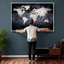 Vintage World Map Canvas Wall Art – Antique Triptych Map