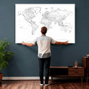 World Map Canvas Print – Framed Modern Detailed Map of the