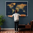 Modern World Map Canvas Print – Framed Detailed Map of the by MyGreatCanvas | Canvas Wall Art Prints | Photo Prints & Wall Decor