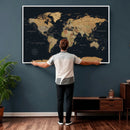 Framed Large World Map Wall Art Canvas Print – Stunning by MyGreatCanvas | Canvas Wall Art Prints | Photo Prints & Wall Decor