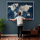 Large Blue World Map Wall Art Canvas Print for Home Office by MyGreatCanvas | Canvas Wall Art Prints | Photo Prints & Wall Decor