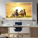 Wild Horses Wall Art Canvas Print – Framed Galloping Herd